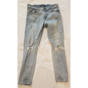 Aero Youth Mens Youth Skinny Jeans Light Blue Tears BMRIPK1 Size 28/30